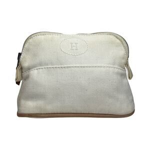 Hermès Bolide Mini Pouch White Canvas Toile H Cosmetic Case Made in France